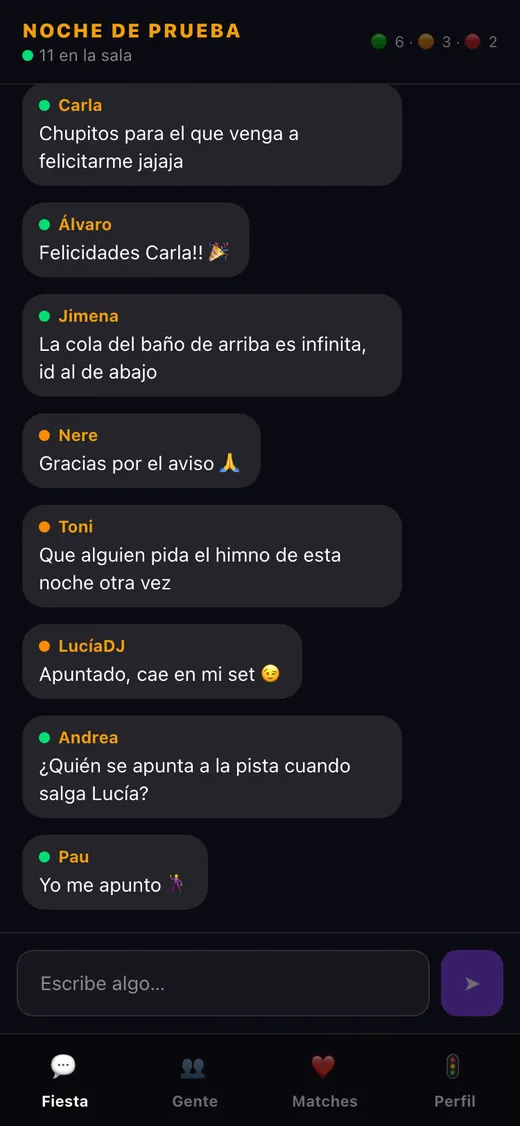 Chat general de la sala en directo